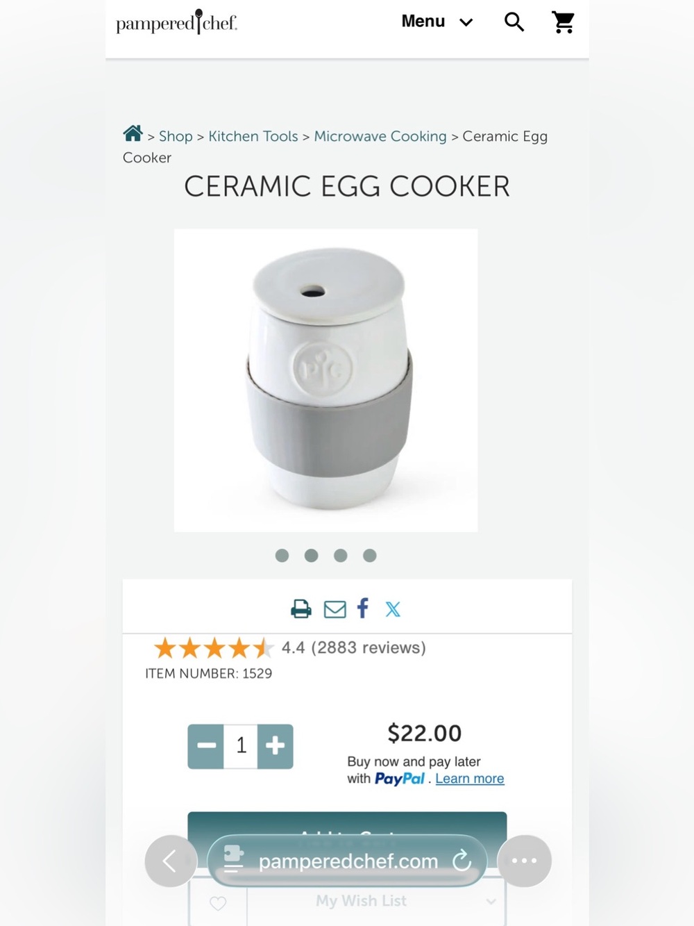 NEW - Pampered Chef Ceramic Egg Cooker